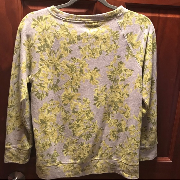 J. Crew Sweatshirt Small Floral Gray Yellow Cotton Crewneck Pull over - Picture 2 of 8
